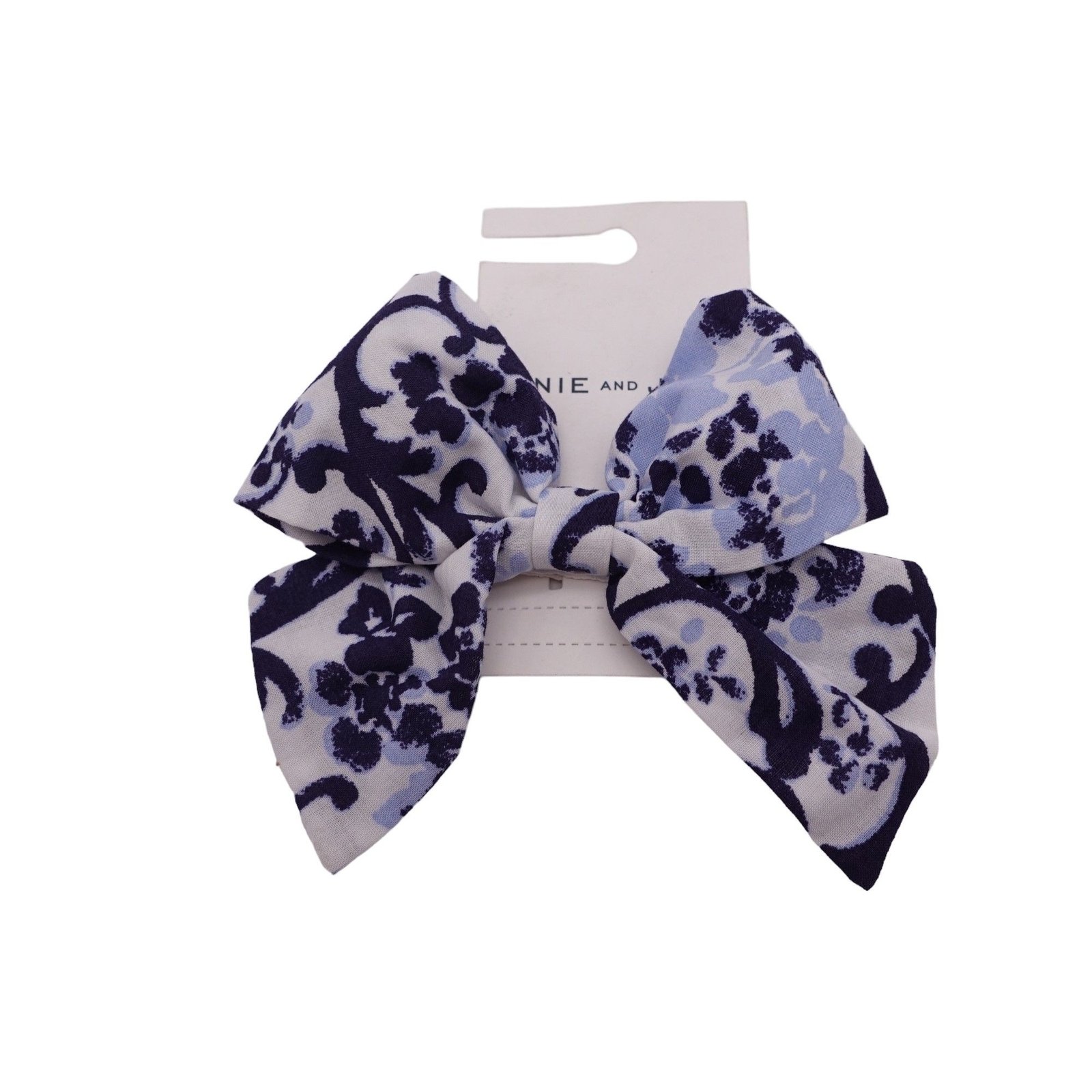 NWT Janie And Jack Bow Hair Clip Girls OSFM Blue White Tie Dye Hair Accesories