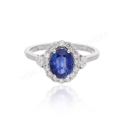 Spectrum Tcw Blauer Saphir Geburtsstein Ring H/SI 18k Weißgold - Bild 1 von 4