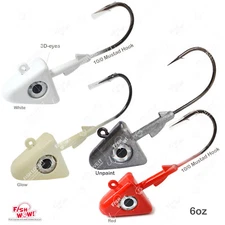 Fish WOW! 6oz Shad Jig Head 32786 MUSTAD 2x Strong Hook 10/0 Black Nickel lot