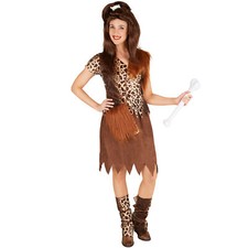 Atosa Höhlenmensch / Neandertaler Kostüm Für Damen - Inkl. Kleid, Überschuhe & Kopfschmuck, Größe XS-S