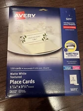 Avery 5011 Printable Place Cards 1-7/16" x 3-3/4" Matte White Textured - 150 Pc