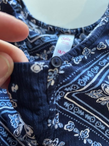 Justice Girl Blue Flower Pattern Print Top Blouse Hem Tie Bell Sleeve Size 18/20 - Picture 13 of 22