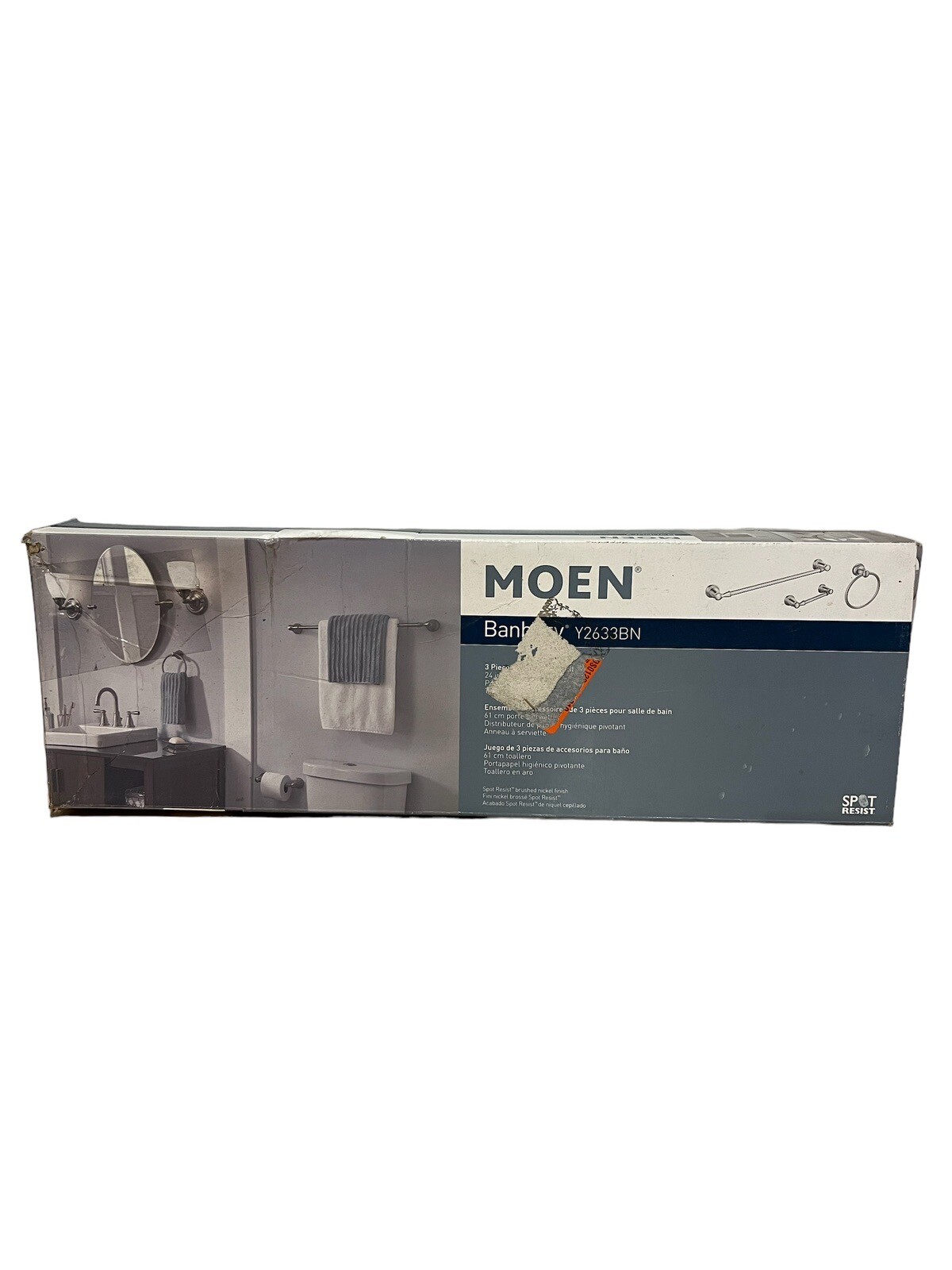 MOEN Banbury 3 Piece Bath Accessory Kit Brushed Nickel Y2633BN Towel