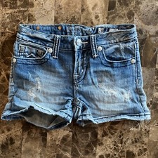 Miss Me girls denim short size 16 distressed embroidered rhinestones