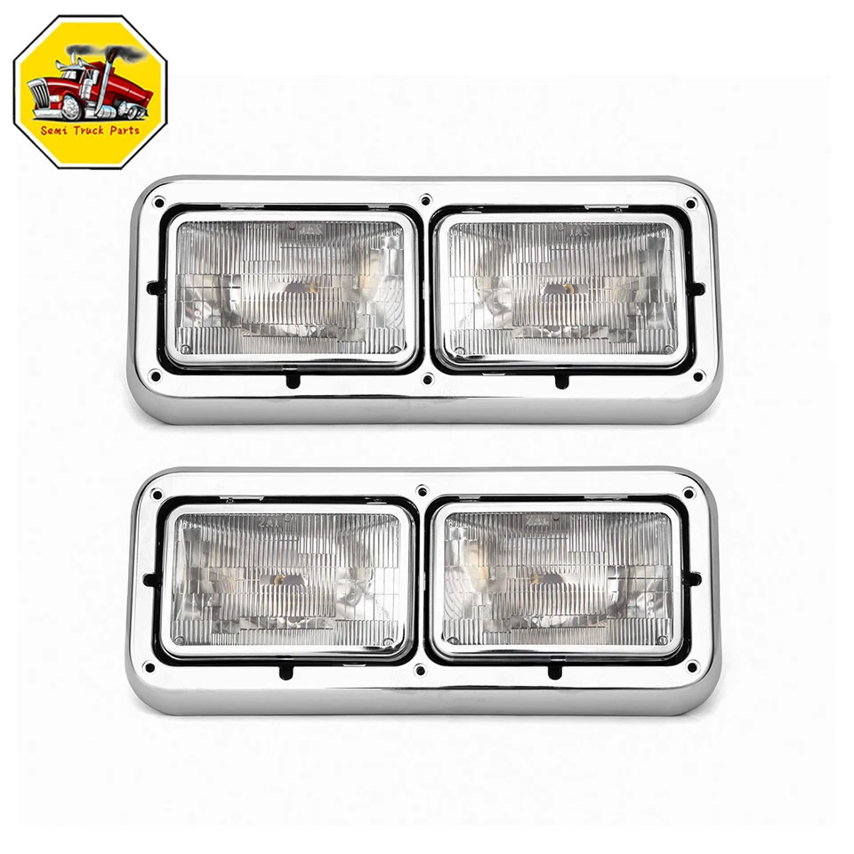 2PCS Headlights Headlamps Assembly Pair For Peterbilt 378 379 359 362 LH+RH Side Foto 2 de 4