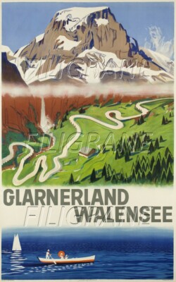 GLARNERLAND WALENSEE Rkzf - POSTER HQ 50x70cm eines VINTAGE POSTERS