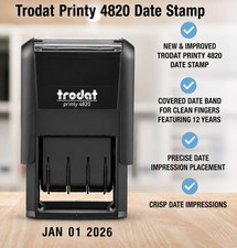 Date Stamp 5/32" - Trodat 4820 Printy Self-inking Dater - 2026-2037 - BLACK INK