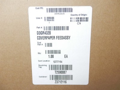 Genuine Ricoh Cover Paper Feed Assy Typ: D3GR4320 - OPEN BOX - FREE SHIPPING