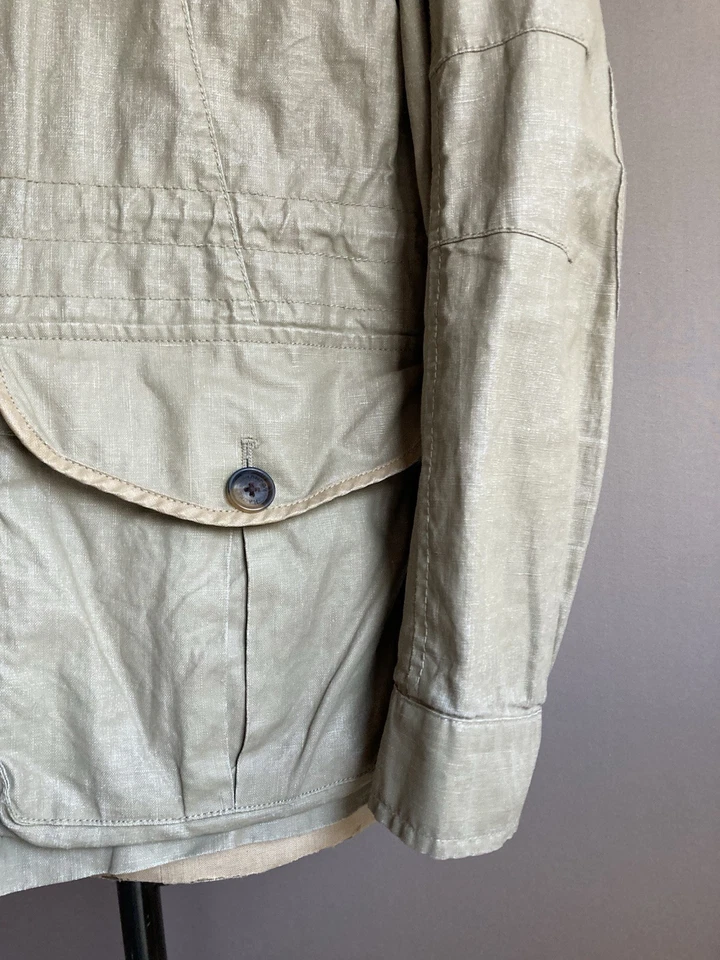 Hackett London Serengeti Wax Jacket Mens Size L Sand 100% Linen Field Safari - Image 4 of 4