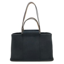 Hermes Handbag Cabas Elan PM Tote Shoulder Bag Black Toile Officier Leather 99