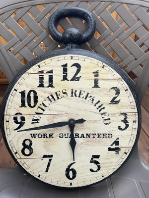 VINTAGE POCKET WATCH WALL CLOCK WATCHES REPAIRED - PLASTIC 1970s SPRING MOVEMENT