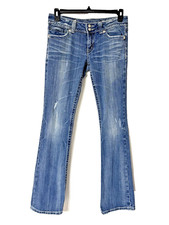 Miss Me Women's Embellished Distressed Boot Cut Jeans w/Flap Pockets - Size 30