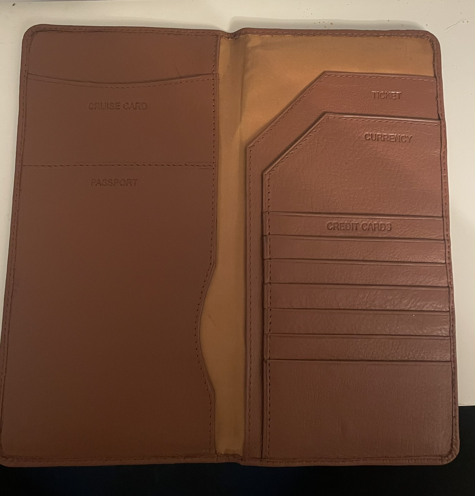 Leather passport wallet with card slots and boarding pass holder-image