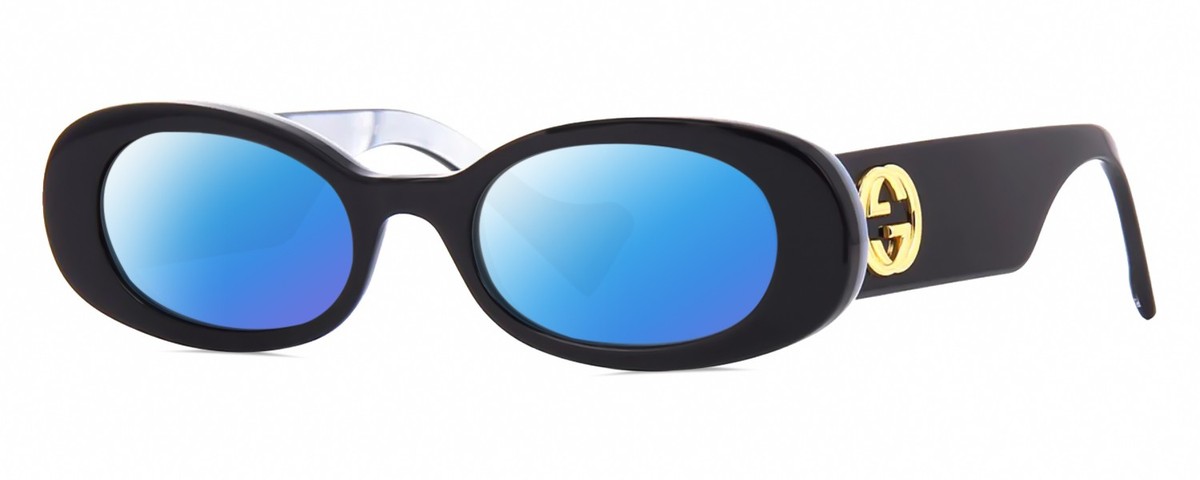 Gucci GG0517S Womens Polarized Sunglasses in Black Blue Opal Gold