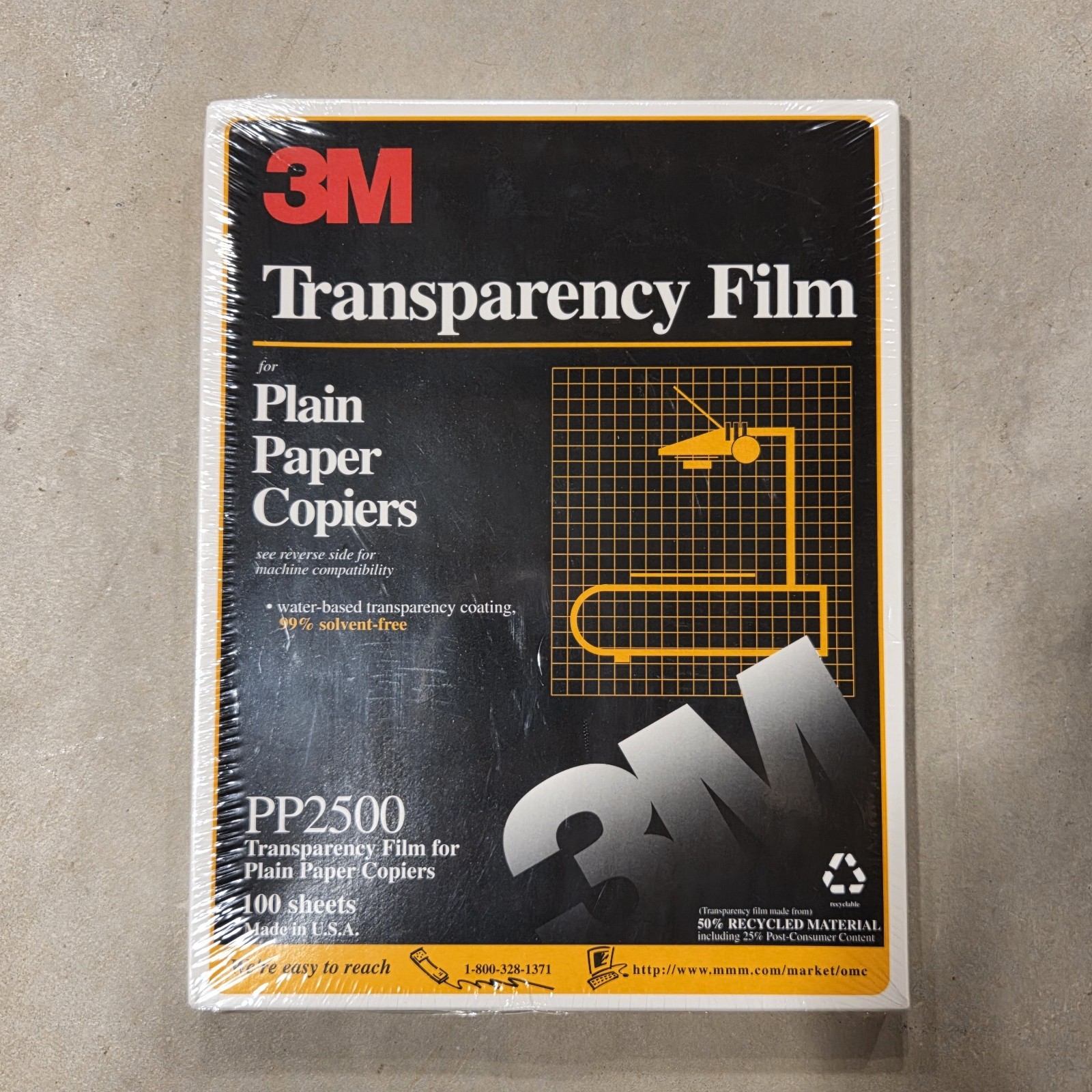 3M PP2500 Clear Transparency Film 100-Sheets 8-1/2 X 11 For Plain Paper Copiers
