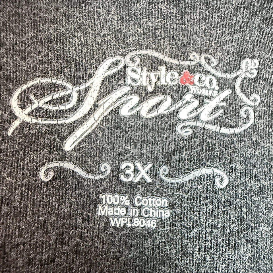 Sudadera con Capucha Style & Co Sport Gris Tachonado 3X Pullover Mujer Media Cremallera Algodón Foto 3 de 4