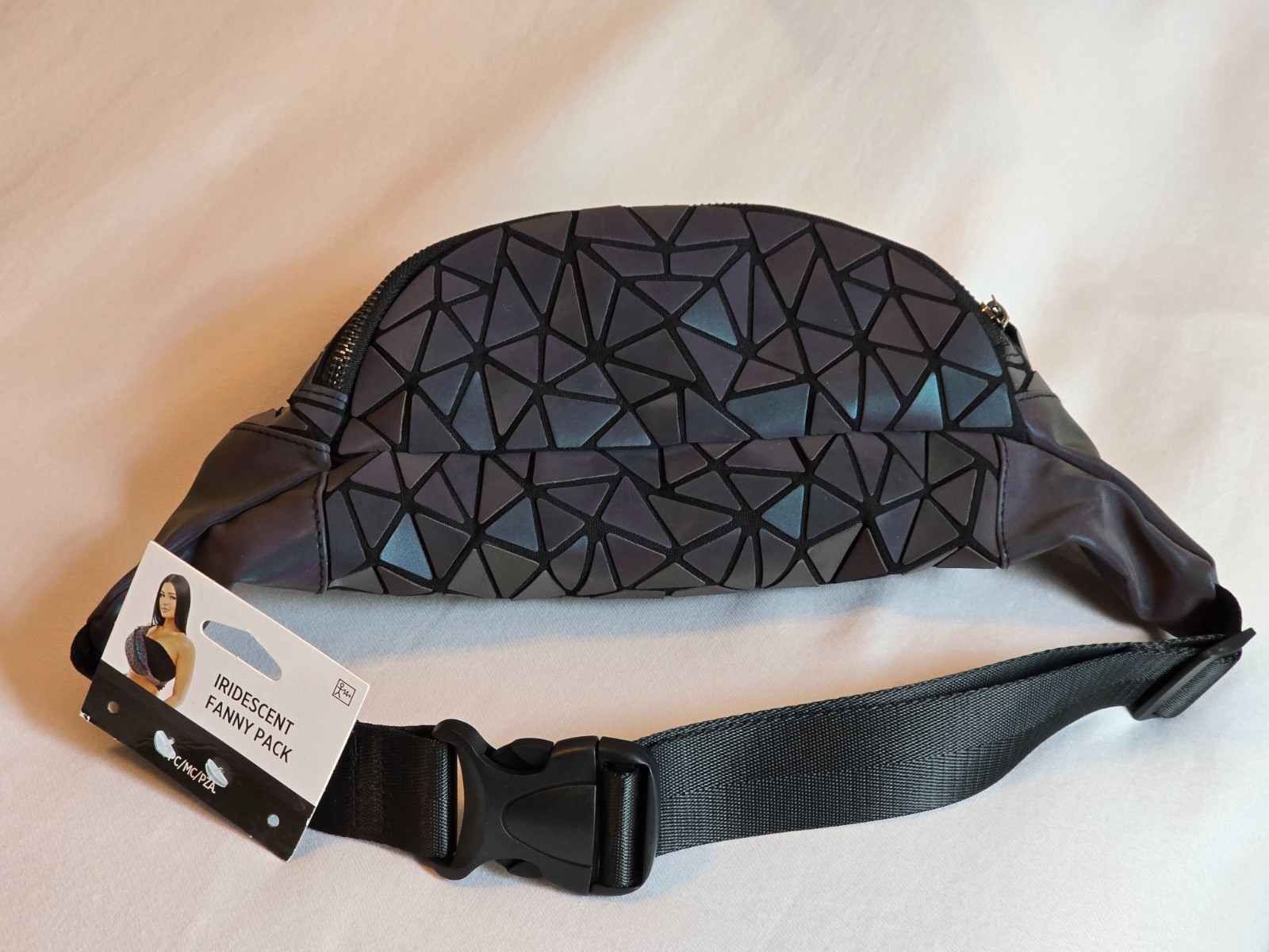 KBW Iridescent Geometric holographic Reflective Waist Fanny Pack  Belt Bag