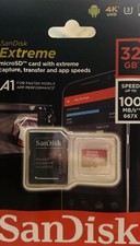 SanDisk Extreme 32GB MicroSDHC Card A1 U3 4K Ultra HD High Speed with Adapter