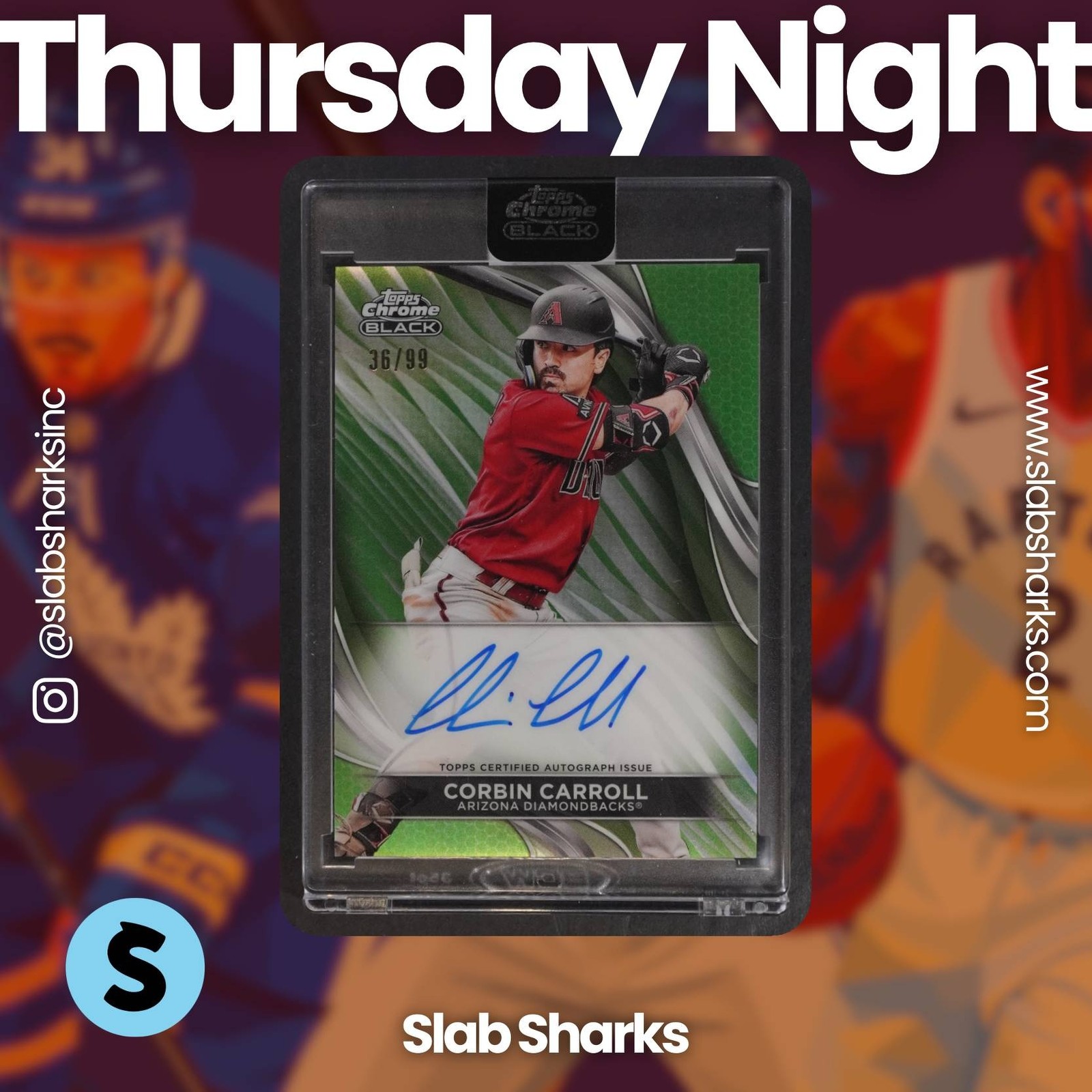 2024 TOPPS CHROME BLACK #CBA-CCA CORBIN CARROLL AUTO GREEN REFRACTOR /99