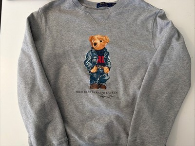 Polo Ralph Lauren Men's Large Crewneck Gray Bear Graphic Fleece Sweatshirt $168