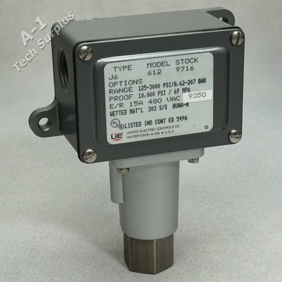 United Electric Controls J6-612 9716 Pressure Switch NEW 125 - 3000 PSI 480 VAC