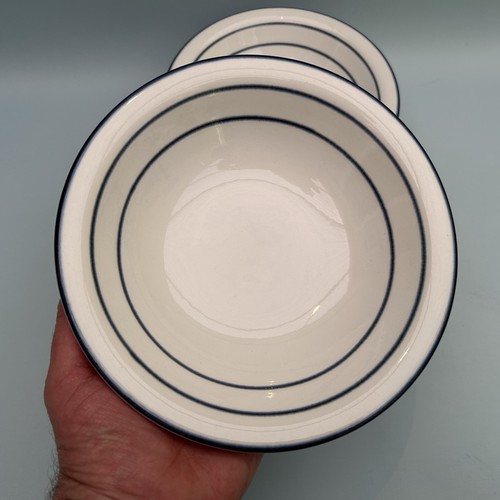 VTG Rörstrand Sweden Fjord Soup Dessert Bowls Blue On White Carl-Harry Stålhane - Picture 2 of 16