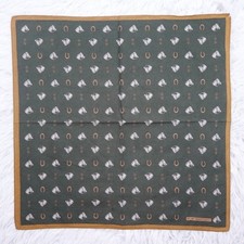 PAOLO GUCCI Green Horses Cotton Mini Scarf Pocket Square 17.5" X 17.5" Q218