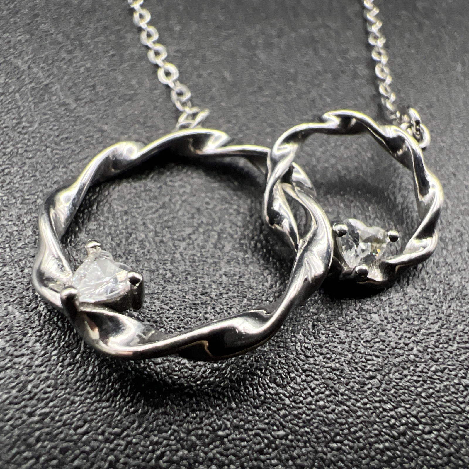 Interlocking Double Circle CZ Necklace ~ 925 Ster… - image 2