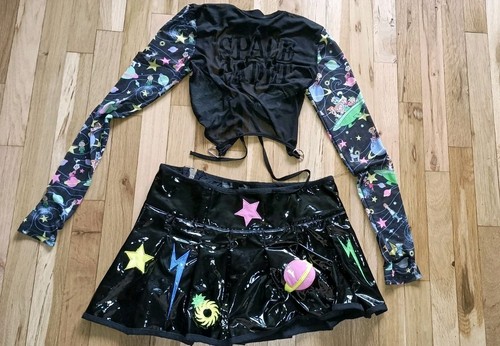 Dolls Kill X Hanna Barbera Jetsons Space Cadet Mesh Top & Plastic Skirt Set Sz M - Picture 13 of 13