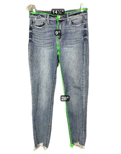 Judy Blue Damen 29 Jeans Mid Rise Release Bund Skinny Stretch Raw Hem Denim - Bild 6 von 14