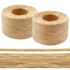 2 Rolls Natural Raffia Paper Ribbon Matte Twine Raffia Ribbon Paper Decorativ...