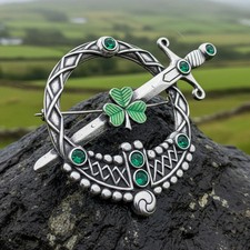 Large Irish Shamrock Shield Kilt Pin