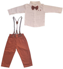 Taufanzug Gr.80 86 Anzug Taufe Set Hemd Hose Fliege Hosenträger 12-18 Monate