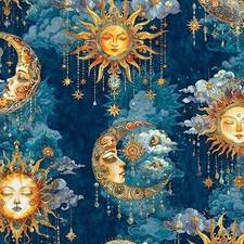 Bohemian Sunrise By Quilting Treasures - Dark Blue Celestial Sky  #31090-B