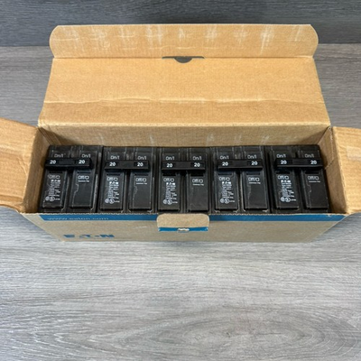 #ad Eaton Cutler Hammer BR220 20 Amp 120 240VAC BR 2 Pole Circuit Breaker Box of 5 $49.95