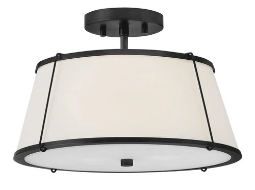 Hinkley Lighting 4893 Clarke 2 Light 15"W Semi-Flush Ceiling - Black / Off-White - Picture 1 of 12
