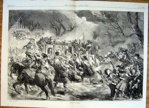 Original Old Antique Print Kings Rescue Fine Art By Gilbert 1869 19th