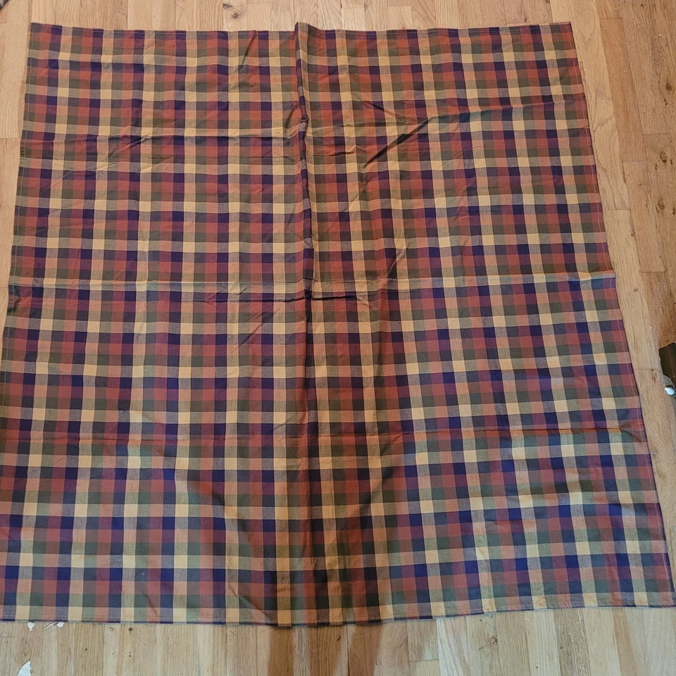  Toalha de Mesa Vintage Park Designs 52"x52" Xadrez Multicolorido Novo Roxo Dourado Fazenda - Imagem 2 de 4