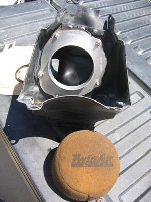 2000 2001 HONDA CR250 OEM AIR CLEANER BOX CASE HOUSING W/ BILLET LOUD MOUTH ASSY