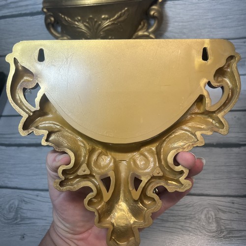 Vintage 1978 Homco Gold Plastic Wall Shelf or Pocket Sconce Set - Picture 9 of 11