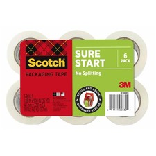 Scotch Packing Tape, Clear, Quiet Unwind, 1.88 in. x 25 yd., 6 Rolls