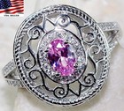 2CT Heat Treated Pink Topaz 925 Solid Sterling Silver Ring Sz 8 &6-1 — photo 1