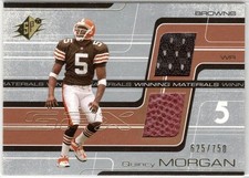 2001 SPx Winning Materials Bronze Quincy Morgan Rookie Relic Card RC #WM-QM /750. rookie card picture