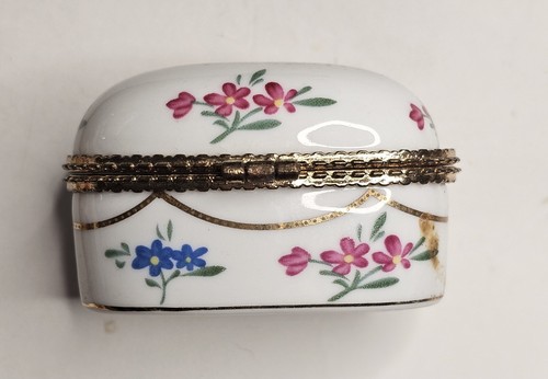 Imperial Porcelain Trinket Box Floral Religious Psalm The Lord Is My Shepherd - Picture 5 of 8