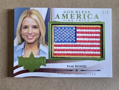 Decision 2024 Update Pam Bondi #U9 Lime Foil GOD BLESS AMERICA FLAG # 1/3