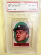 1963 Topps Peel-Offs Don Drysdale Peeling Directions PSA 8