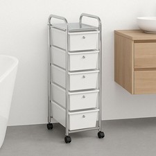 Rollcontainer Friseurwagen Kosmetik Roll Badregal mit 5 Schubladen Metallgestell