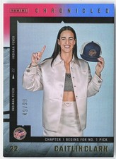 2025 Panini Caitlin Clark Chronicled #60 Caitlin Clark Red and Blue Holo #/99