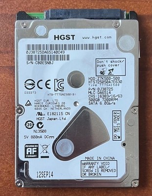 HGST Travelstar Z7K500 HTS725050A7E630 500GB 2,5'' 7200 U/min HDD