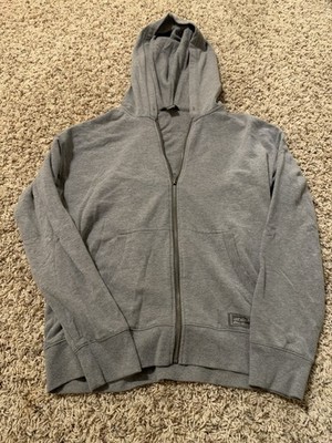 Eddie Bauer Women's Gray Cotton Knit Full Zip Hooded Logo Solid Hoodie XS
